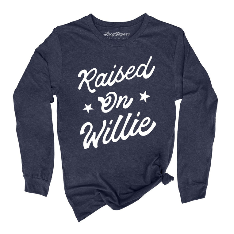 Raised on Willie Graphic Long Sleeve Tee - Heather Navy