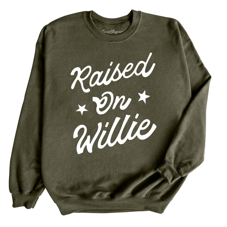Raised on Willie Graphic Sweatshirt - Military Green