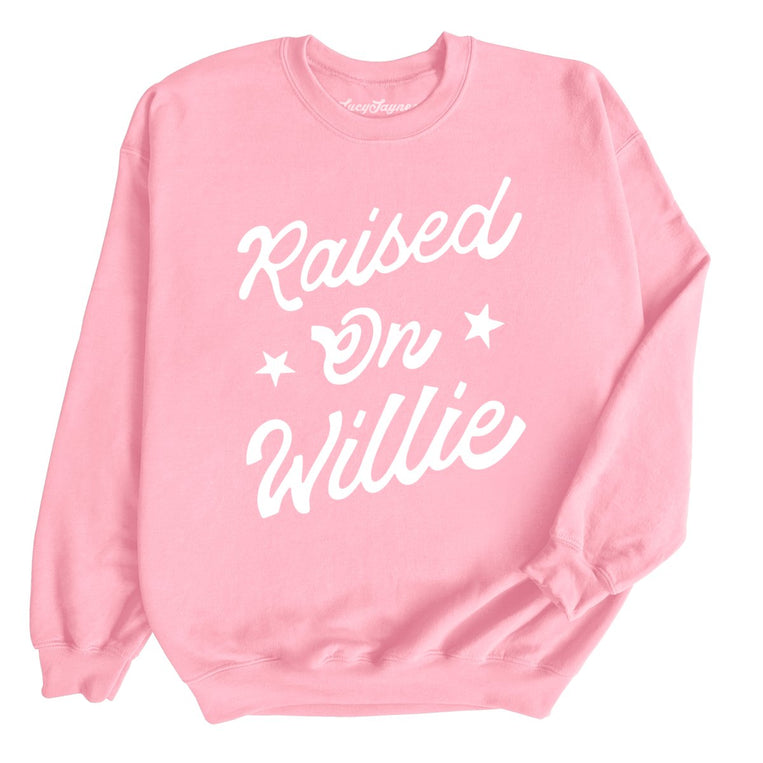 Raised on Willie Graphic Sweatshirt - Light Pink