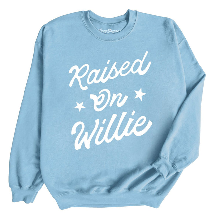 Raised on Willie Graphic Sweatshirt - Light Blue