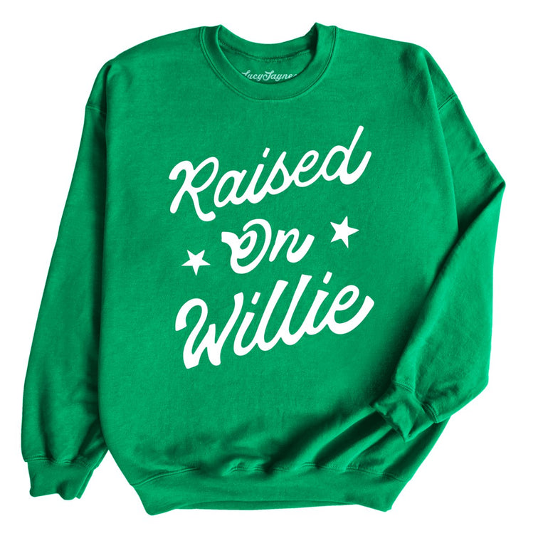Raised on Willie Graphic Sweatshirt - Irish Green