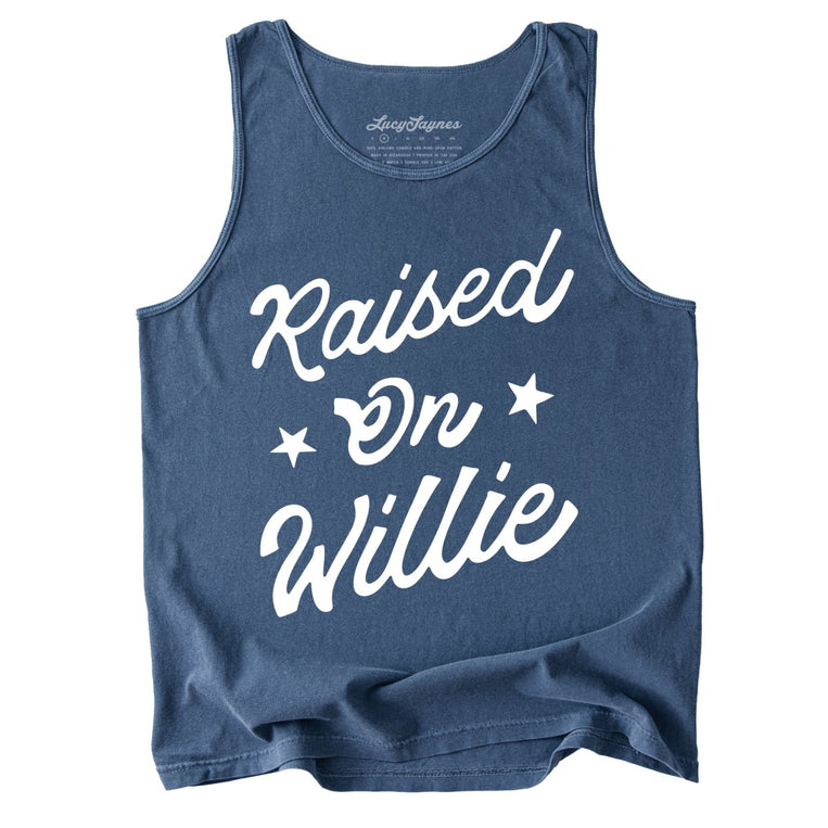 Raised on Willie Comfort Colors Graphic Tank Top - Denim