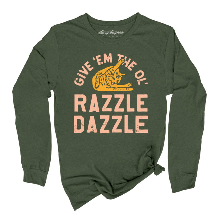 Razzle Dazzle Graphic Long Sleeve Tee - Military Green