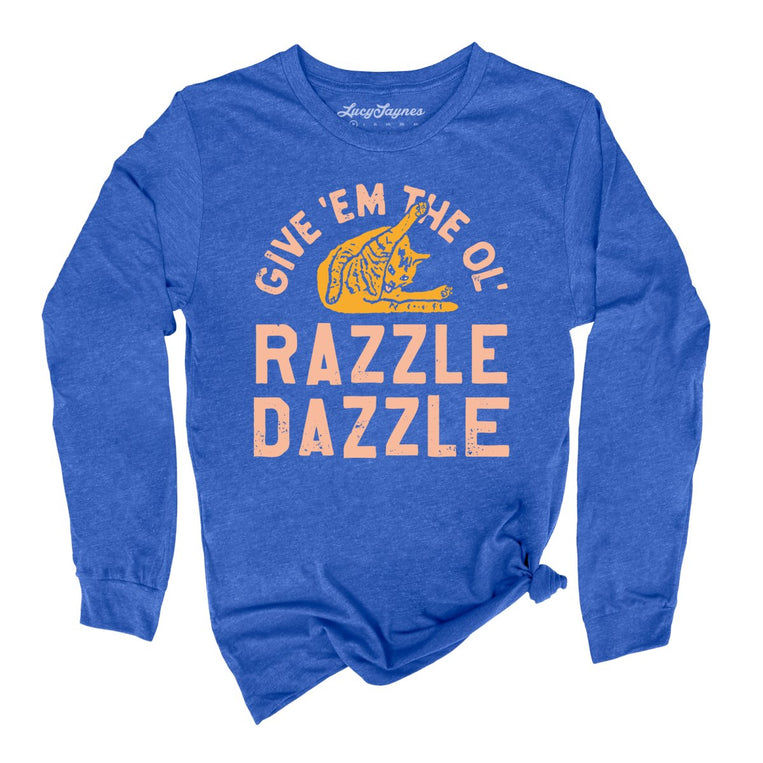 Razzle Dazzle Graphic Long Sleeve Tee - Heather True Royal