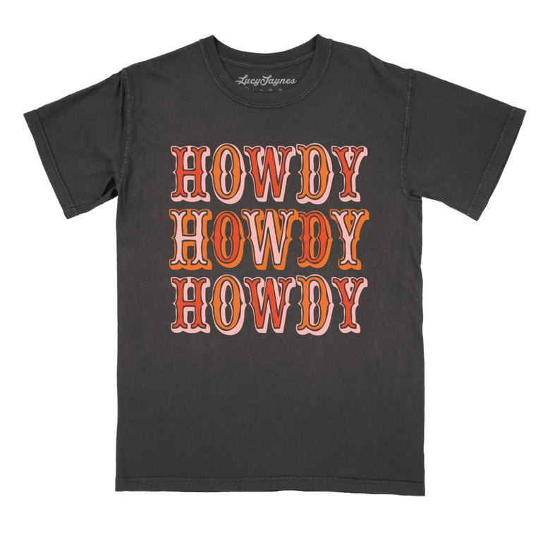 Retro Howdy Comfort Colors Graphic Tee - Pepper