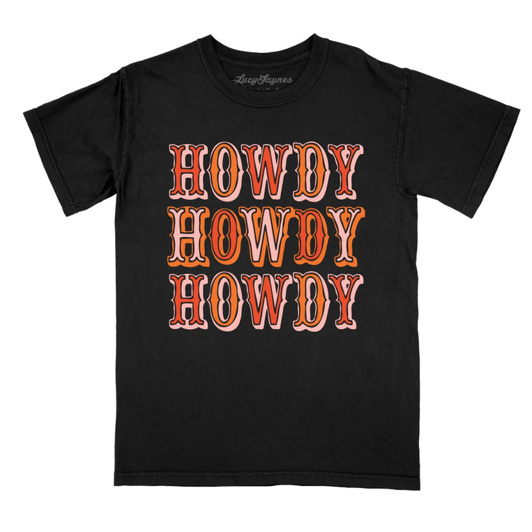Retro Howdy Comfort Colors Graphic Tee - Black
