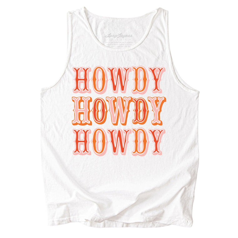 Retro Howdy Comfort Colors Graphic Tank Top - White