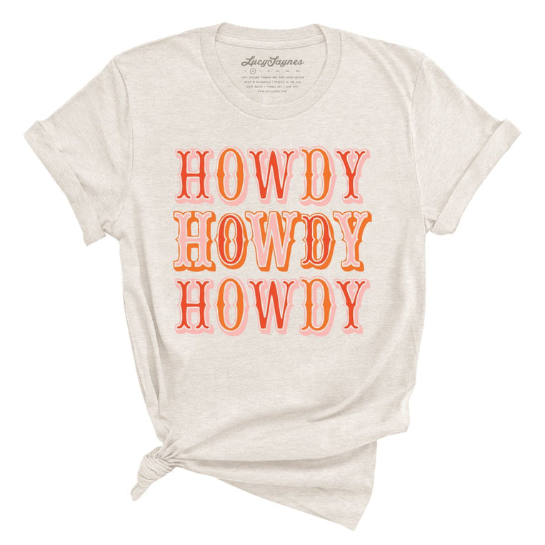 Retro Howdy Graphic Tee - Heather Dust