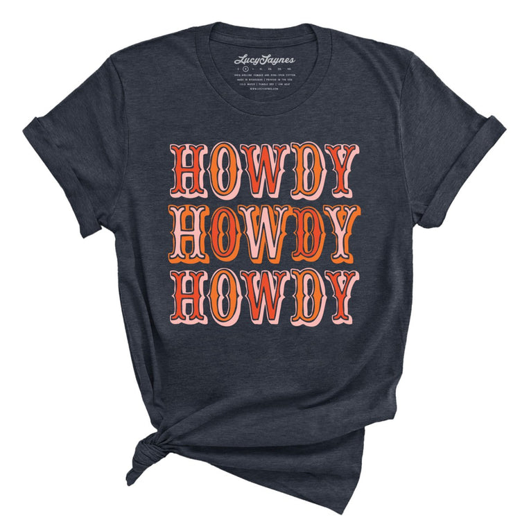 Retro Howdy Graphic Tee - Heather Midnight Navy