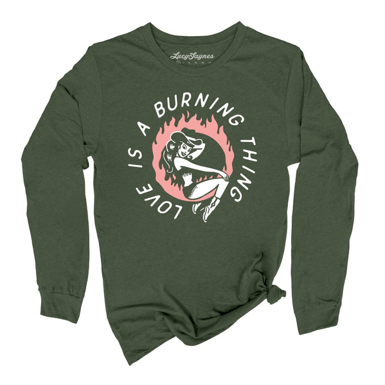 Ring of Fire Graphic Long Sleeve Tee - Military Green