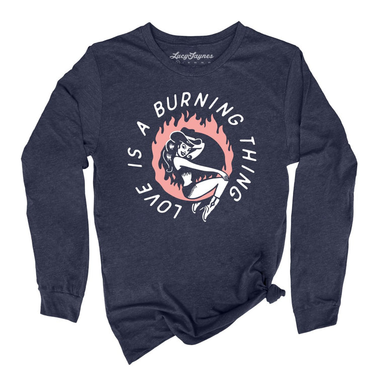 Ring of Fire Graphic Long Sleeve Tee - Heather Navy