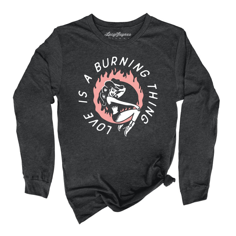 Ring of Fire Graphic Long Sleeve Tee - Dark Grey Heather