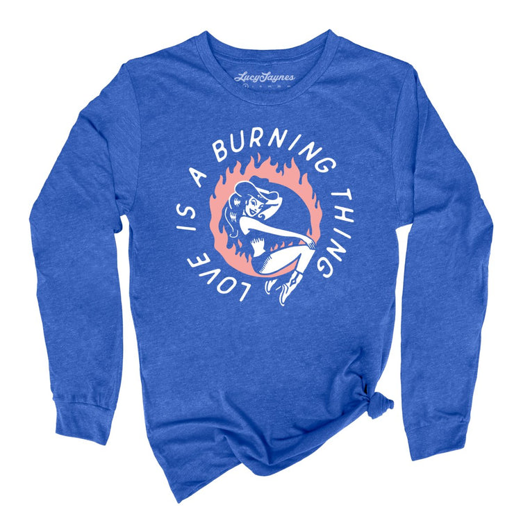 Ring of Fire Graphic Long Sleeve Tee - Heather True Royal