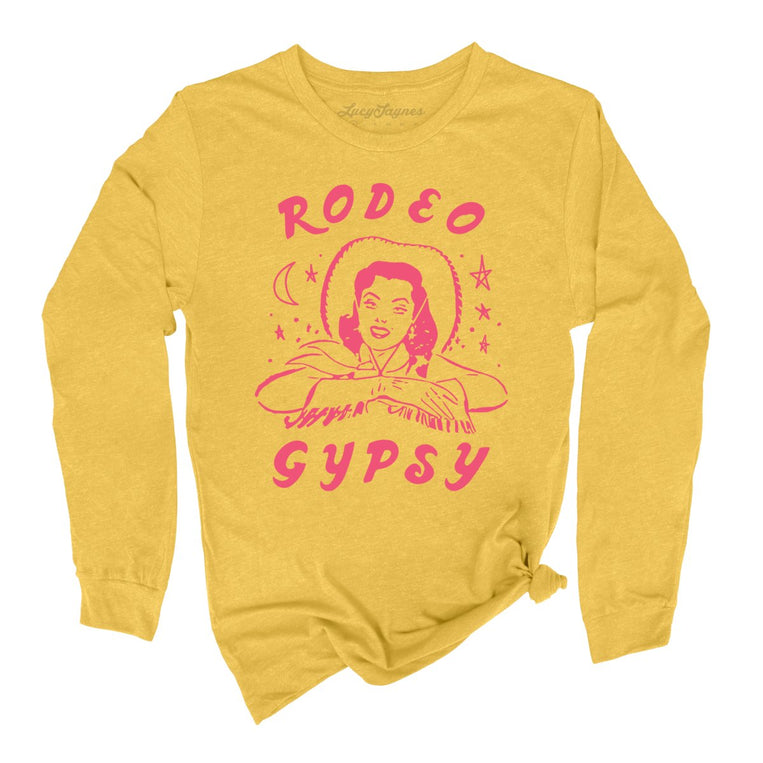 Rodeo Gypsy Graphic Long Sleeve Tee - Heather Yellow Gold