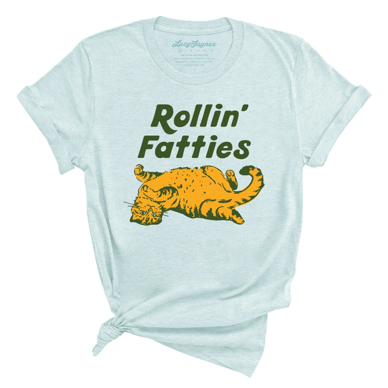 Rollin' Fatties Graphic Tee - Heather Ice Blue