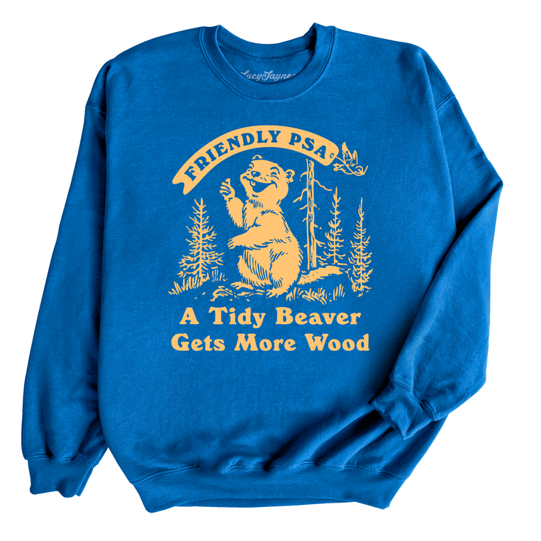A Tidy Beaver Gets More Wood Graphic Sweatshirt - Royal