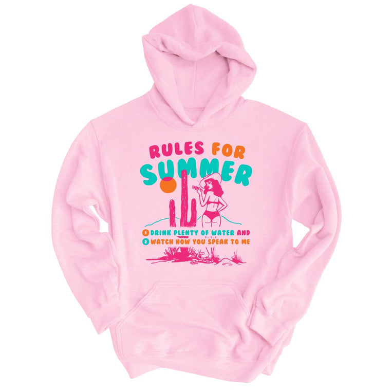 Rules For Summer Graphic Hoodie - Light Pink
