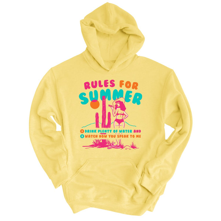 Rules For Summer Graphic Hoodie - Light Yellow
