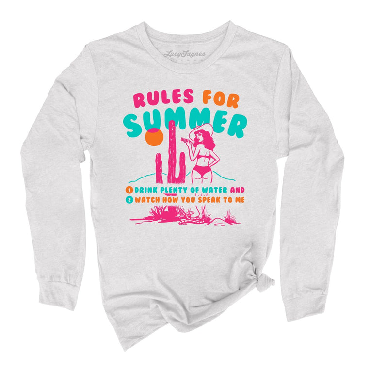 Rules For Summer Graphic Long Sleeve Tee - Ash
