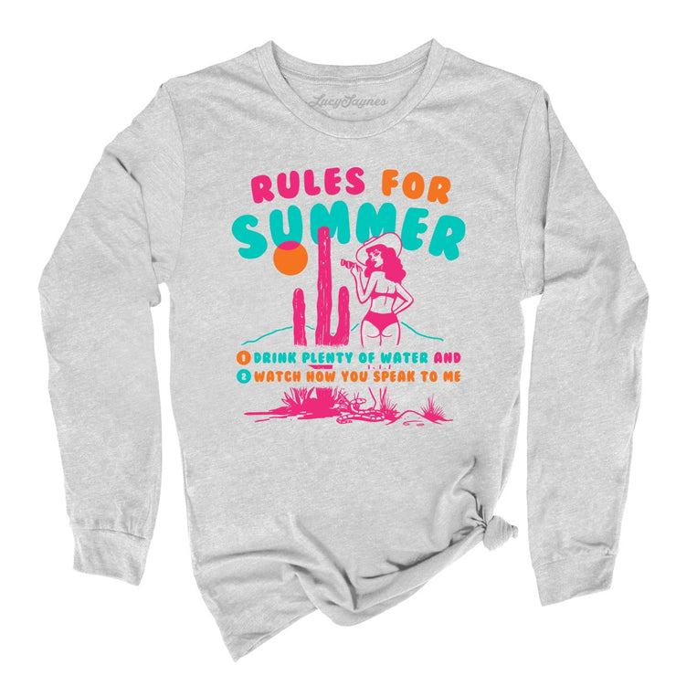 Rules For Summer Graphic Long Sleeve Tee - Athletic Heather