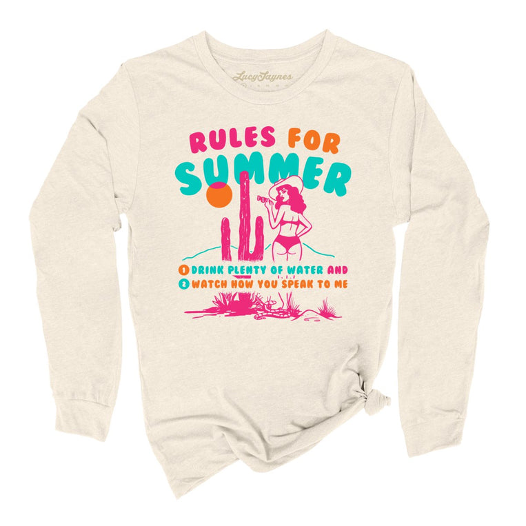 Rules For Summer Graphic Long Sleeve Tee - Natural