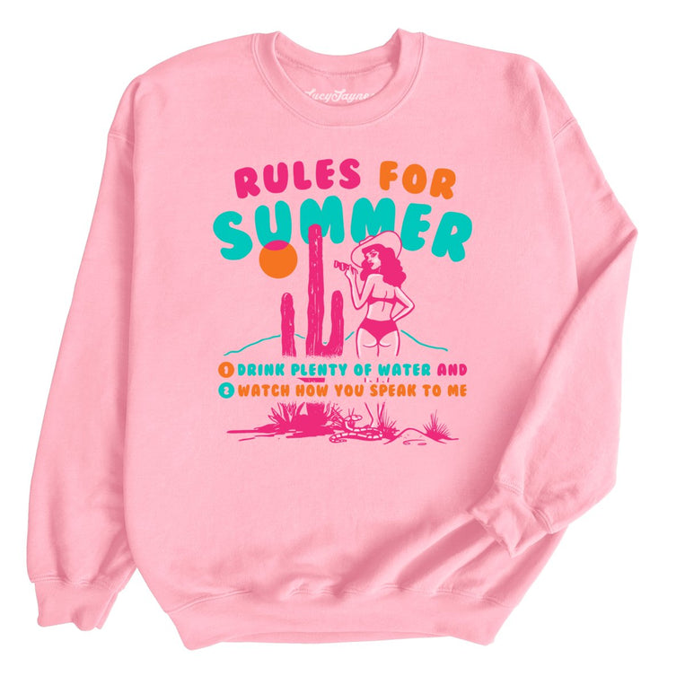 Rules For Summer Graphic Sweatshirt - Light Pink