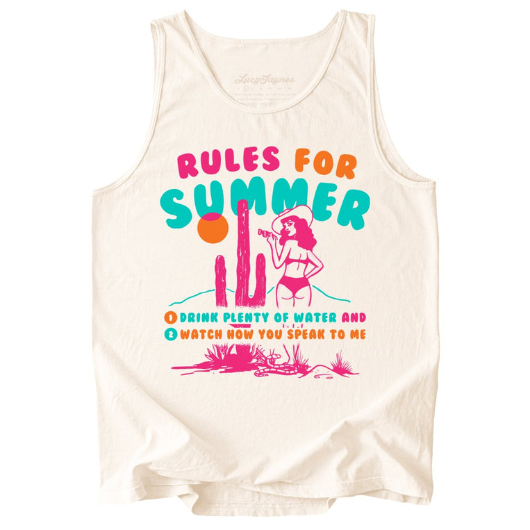 Rules For Summer Comfort Colors Graphic Tank Top - Ivory