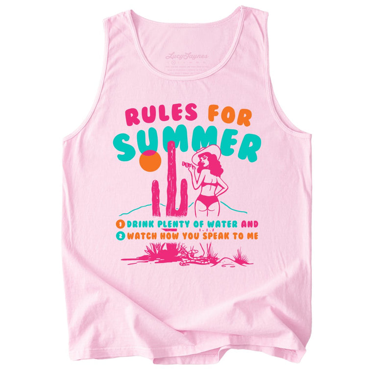 Rules For Summer Comfort Colors Graphic Tank Top - Blossom