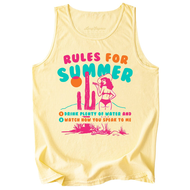 Rules For Summer Comfort Colors Graphic Tank Top - Butter