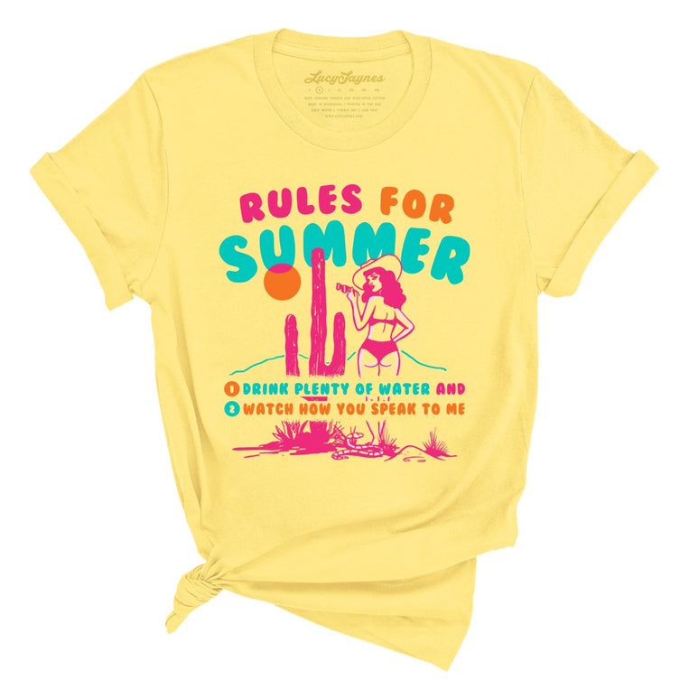 Rules For Summer Graphic Tee - Yellow