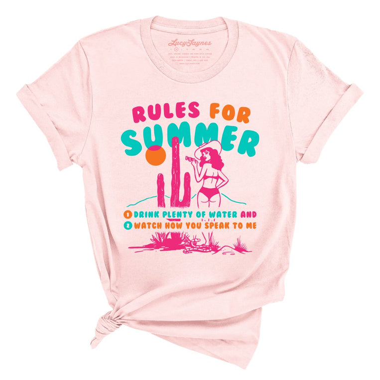 Rules For Summer Graphic Tee - Soft Pink