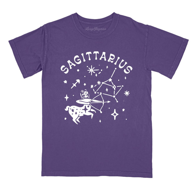Sagittarius Comfort Colors Graphic Tee - Grape