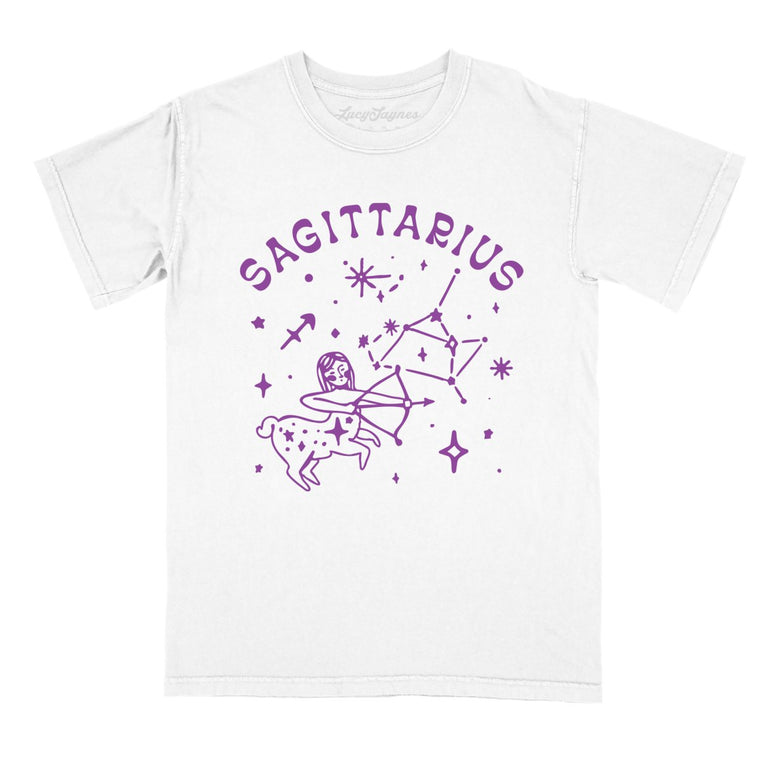 Sagittarius Comfort Colors Graphic Tee - White