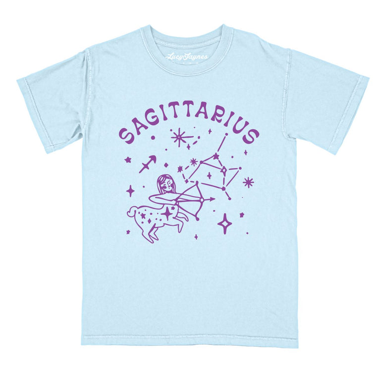 Sagittarius Comfort Colors Graphic Tee - Chambray