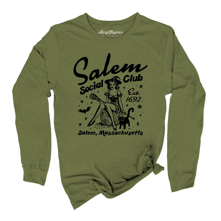 Salem Social Club Graphic Long Sleeve Tee - Olive
