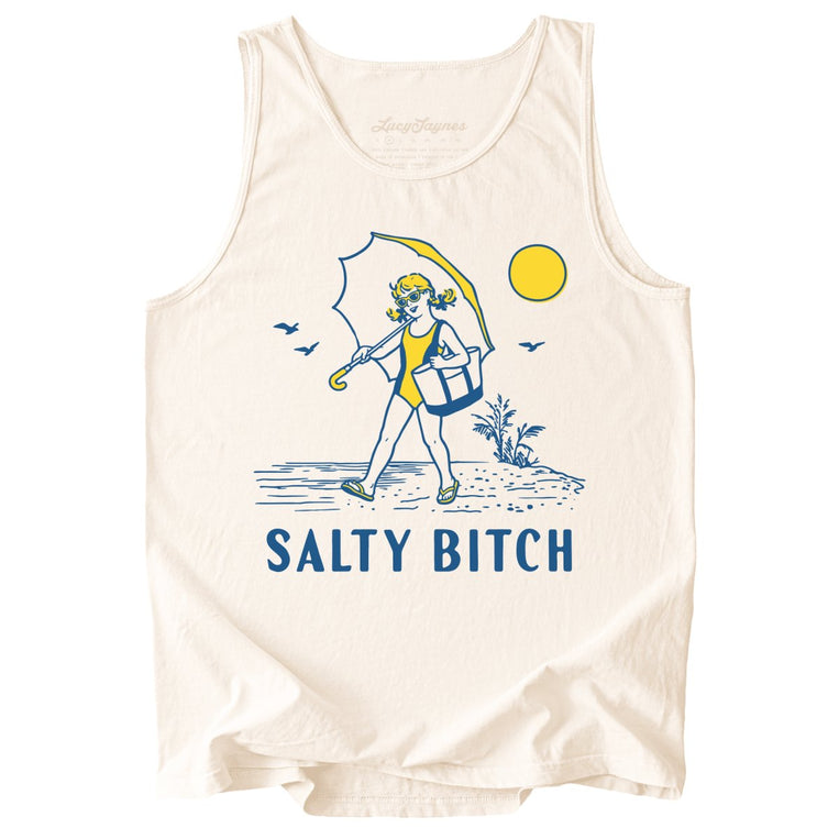 Salty Bitch Comfort Colors Graphic Tank Top - Ivory