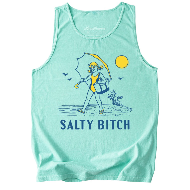 Salty Bitch Comfort Colors Graphic Tank Top - Island Reef