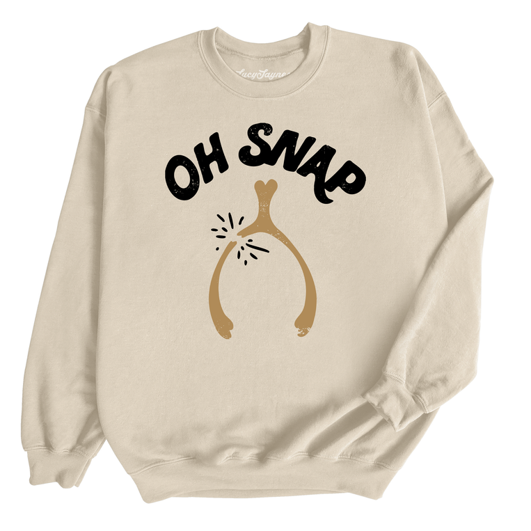 Oh Snap Wishbone Graphic Sweatshirt - Sand