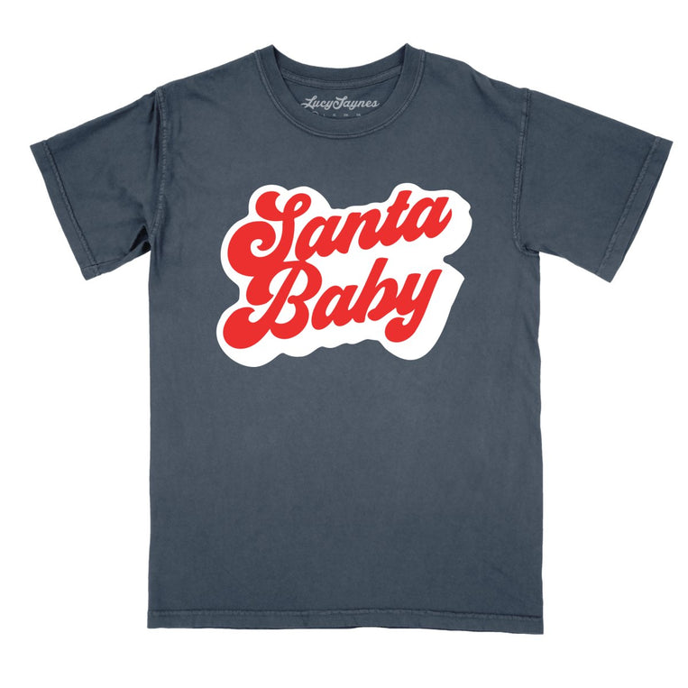 Santa Baby Comfort Colors Graphic Tee - Denim
