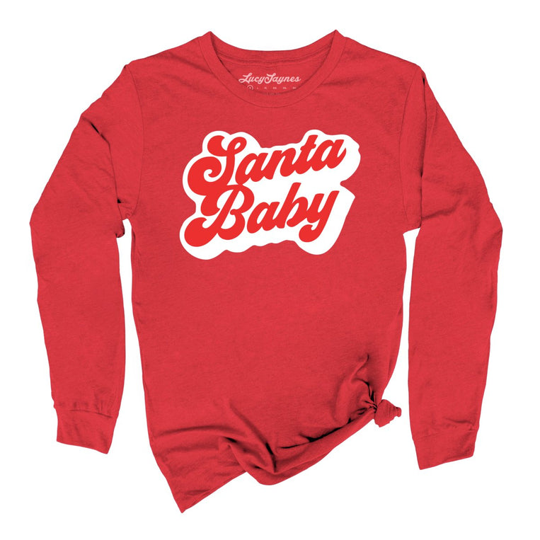 Santa Baby Graphic Long Sleeve Tee - Red