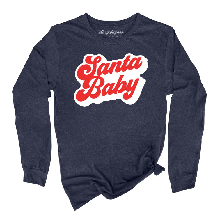 Santa Baby Graphic Long Sleeve Tee - Heather Navy