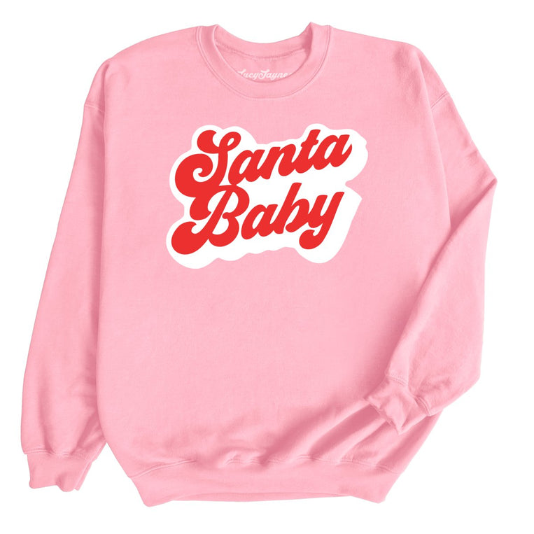 Santa Baby Graphic Sweatshirt - Light Pink
