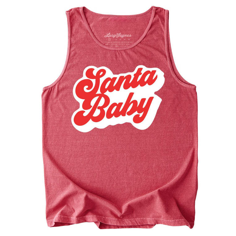 Santa Baby Comfort Colors Graphic Tank Top - Crimson