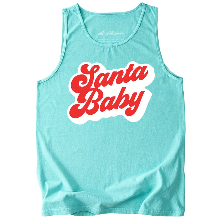 Santa Baby Comfort Colors Graphic Tank Top - Chalky Mint
