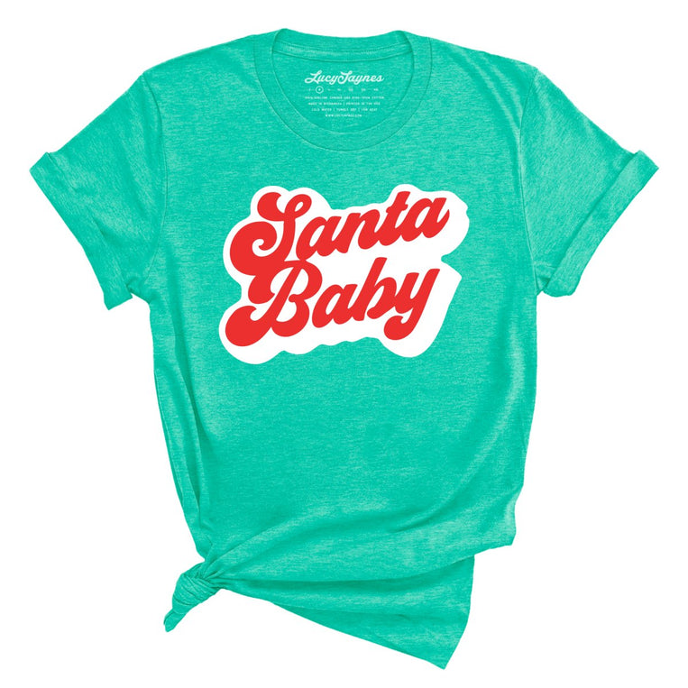Santa Baby Graphic Tee - Heather Sea Green
