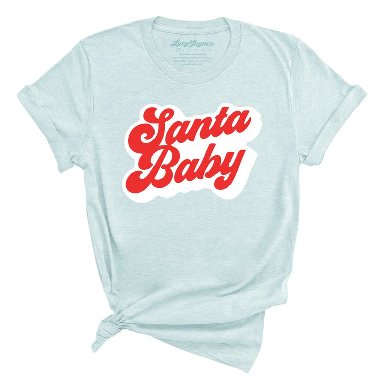 Santa Baby Graphic Tee - Heather Ice Blue