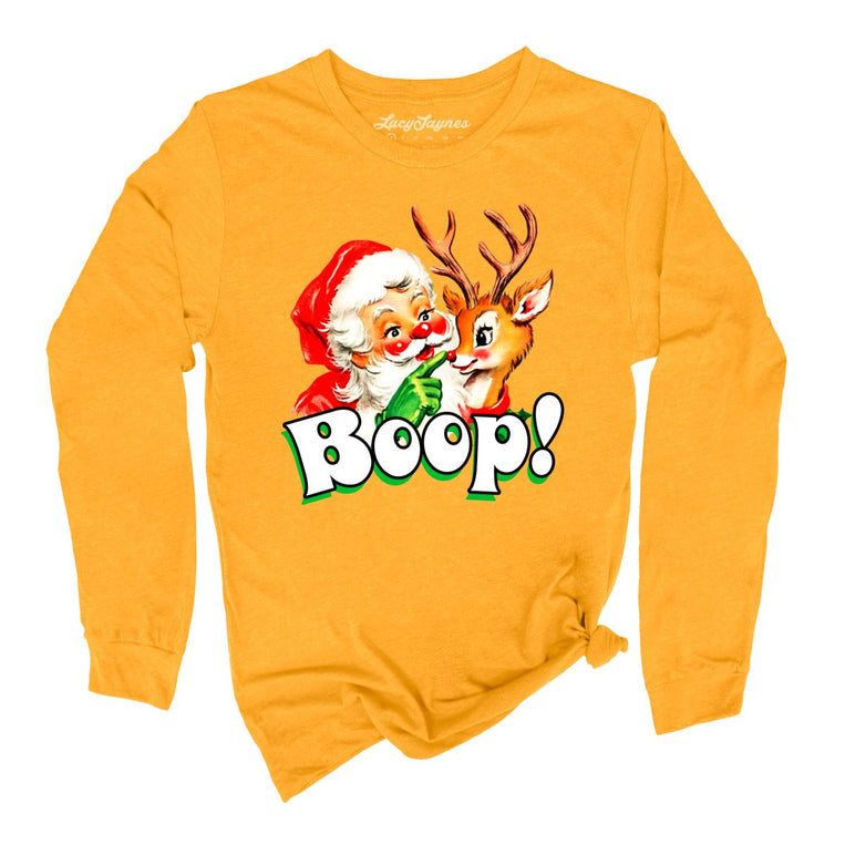 Santa Boop Graphic Long Sleeve Tee - Gold