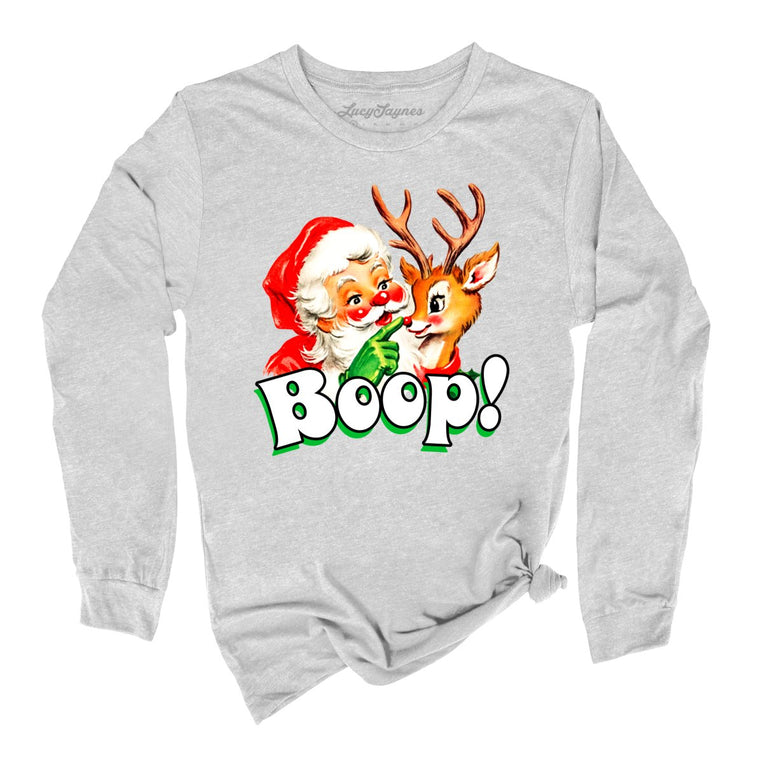 Santa Boop Graphic Long Sleeve Tee - Athletic Heather