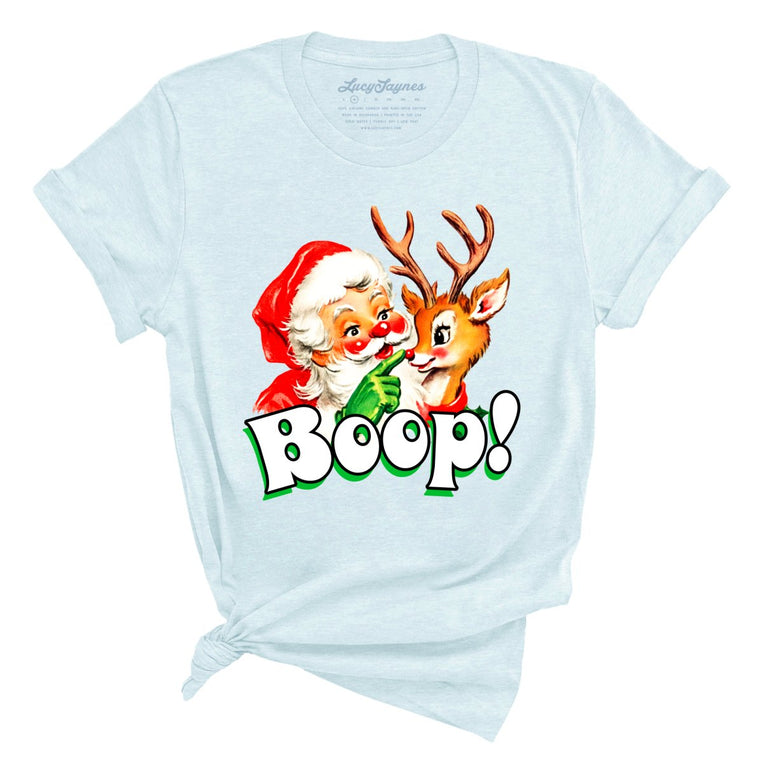 Santa Boop Graphic Tee - Heather Ice Blue