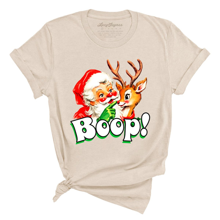 Santa Boop Graphic Tee - Soft Cream